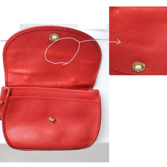 Vintage Coach Plaza Bag Large Red Leather Top Handle Crossbody #9865 1980s - Picture 17 of 17